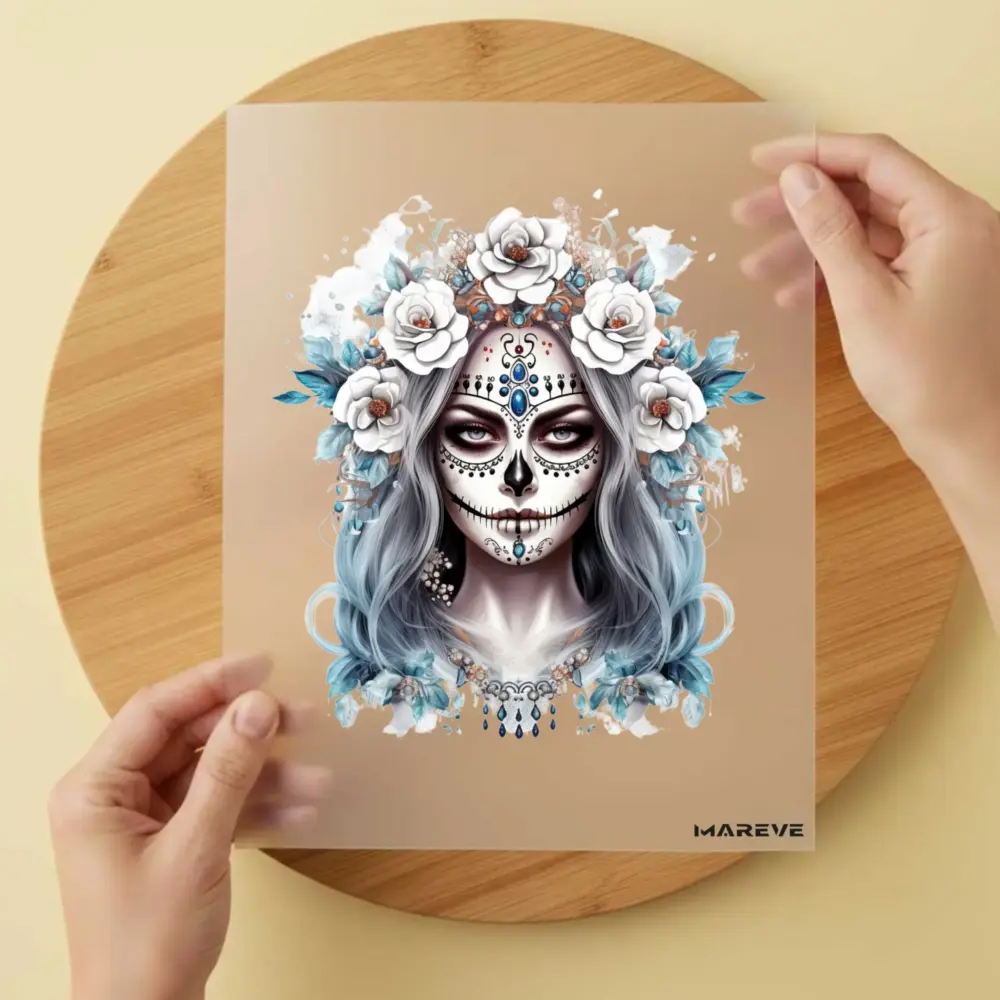 Bügelbild/Sticker - La Catrina  -Hellblau