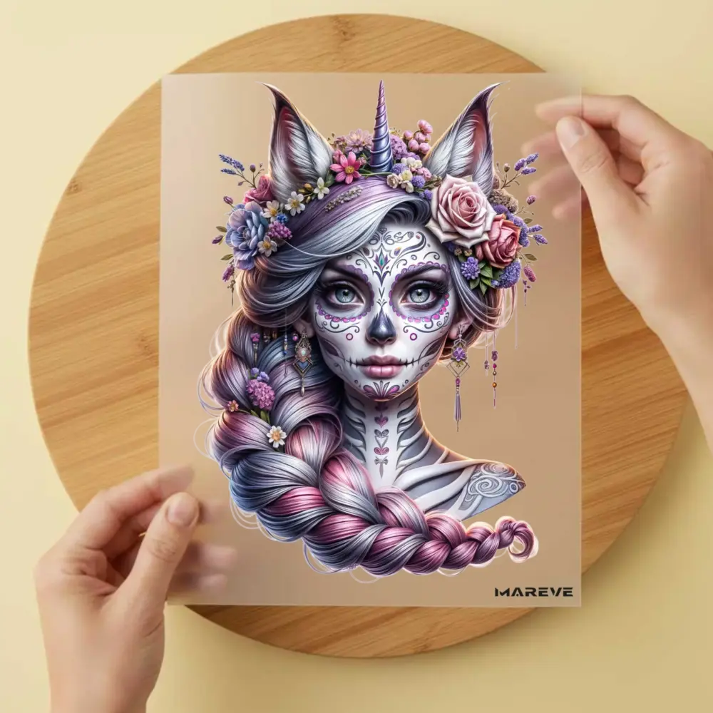 Bügelbild/Sticker - La Catrina - Einhorn