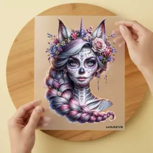 Bügelbild/Sticker - La Catrina - Einhorn