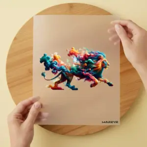 Bügelbild/Sticker - Löwe - Rauch - Bunt