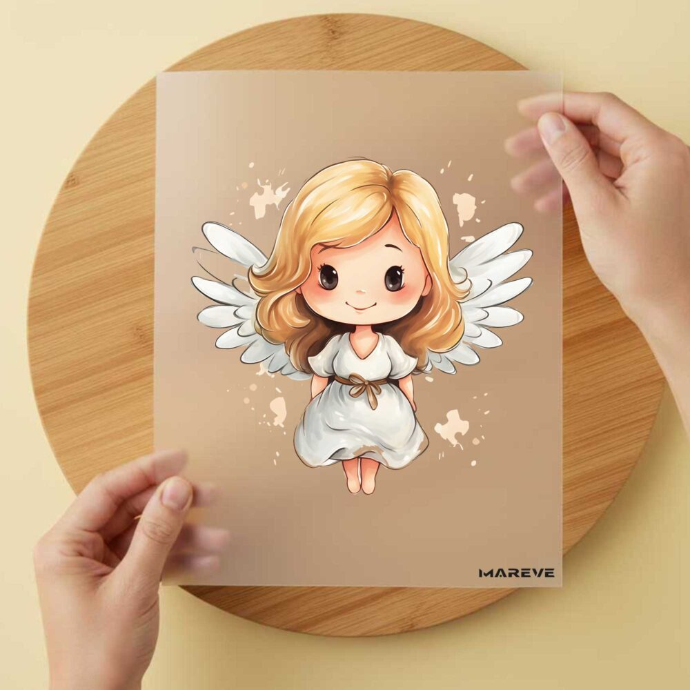 Bügelbild/Sticker - Mädchen - Engel - Weiß