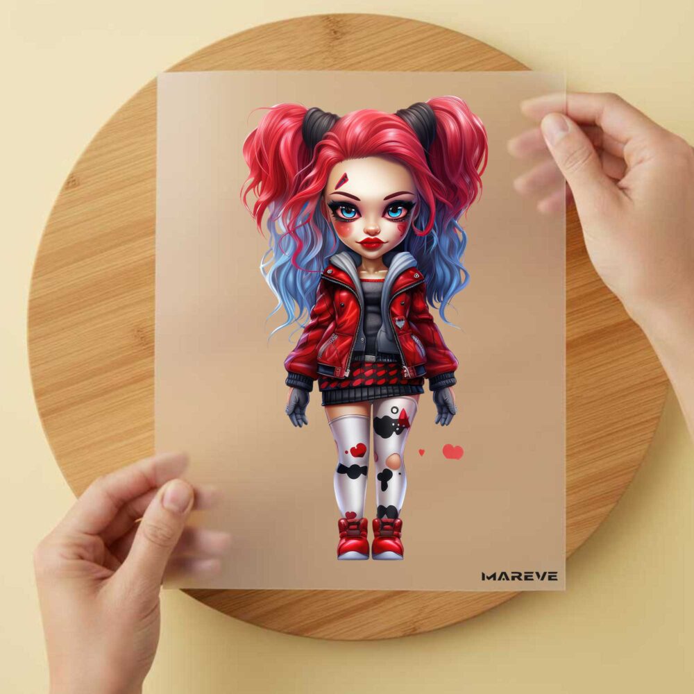Bügelbild/Sticker - Mädchen - Blau/Rote Haare
