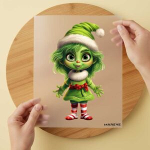 Bügelbild/Sticker - Mädchengnome - grüne Mütze