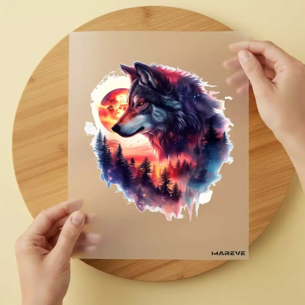 Bügelbild/Sticker - Magic Wolf - Mond/Forrest