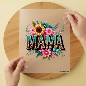 Bügelbild/Sticker - Mama - Flower - Türkis