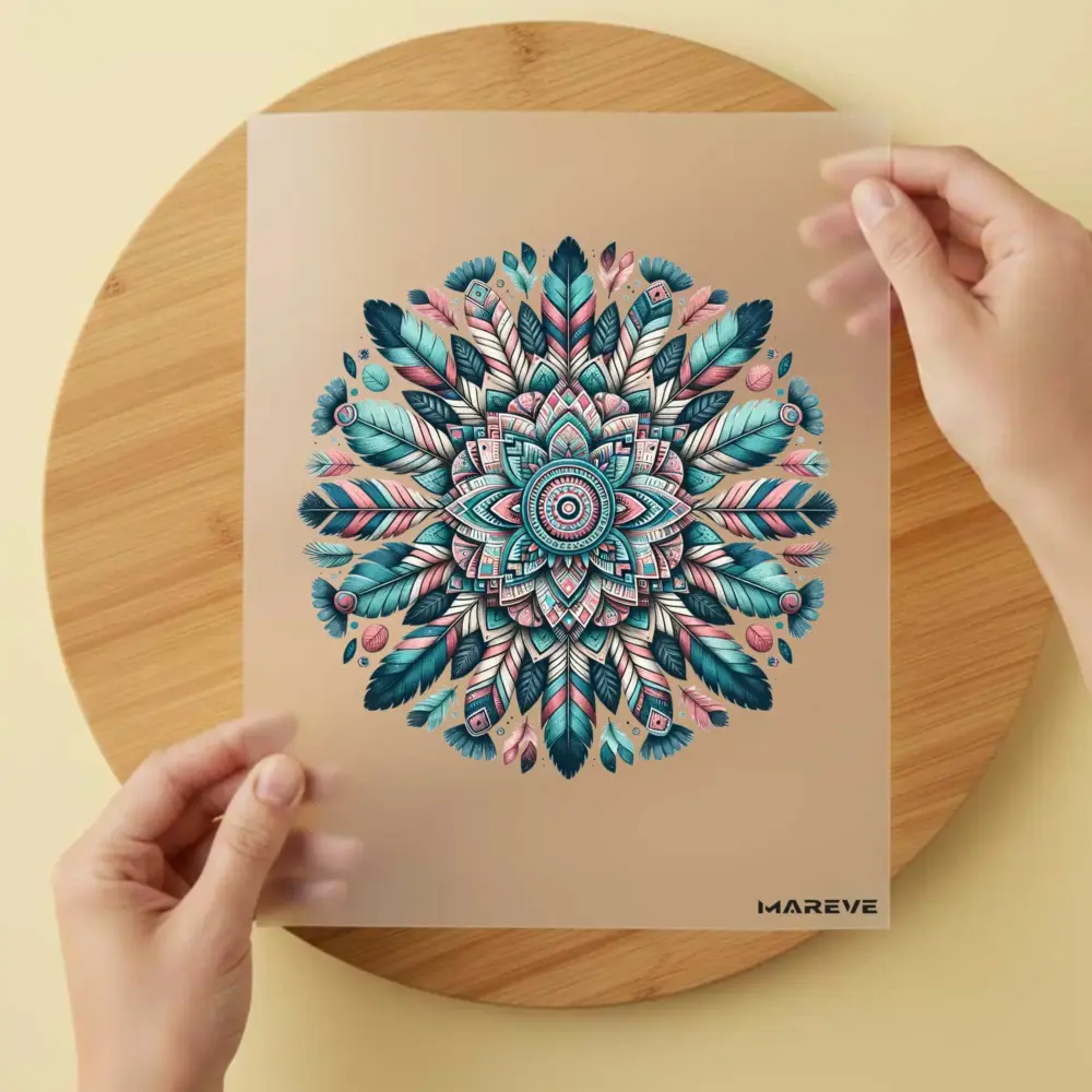 Bügelbild/Sticker - Mandala - Türkis/Rosa - 1