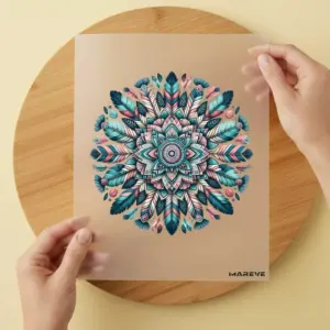 Bügelbild/Sticker - Mandala - Türkis/Rosa - 1