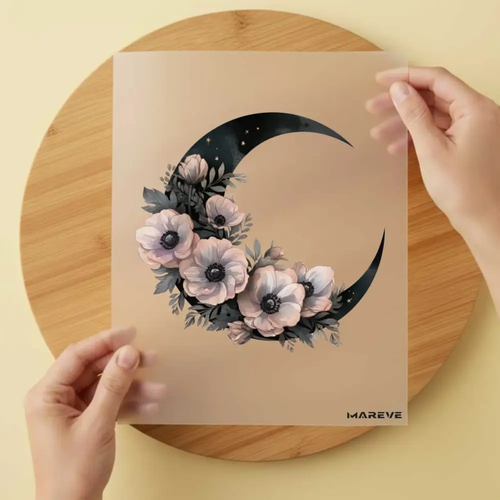 Bügelbild/Sticker - Mond - Black - Flower