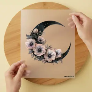 Bügelbild/Sticker - Mond - Black - Flower