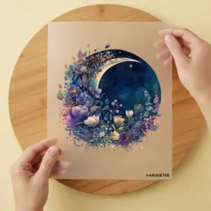 Bügelbild/Sticker - Mond - Flower - Blau