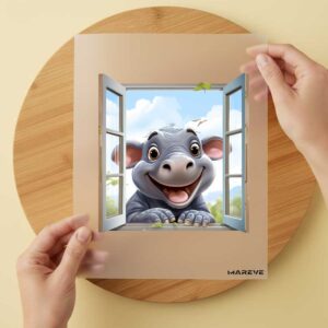 Bügelbild/Sticker - Nilpferd - Fenster