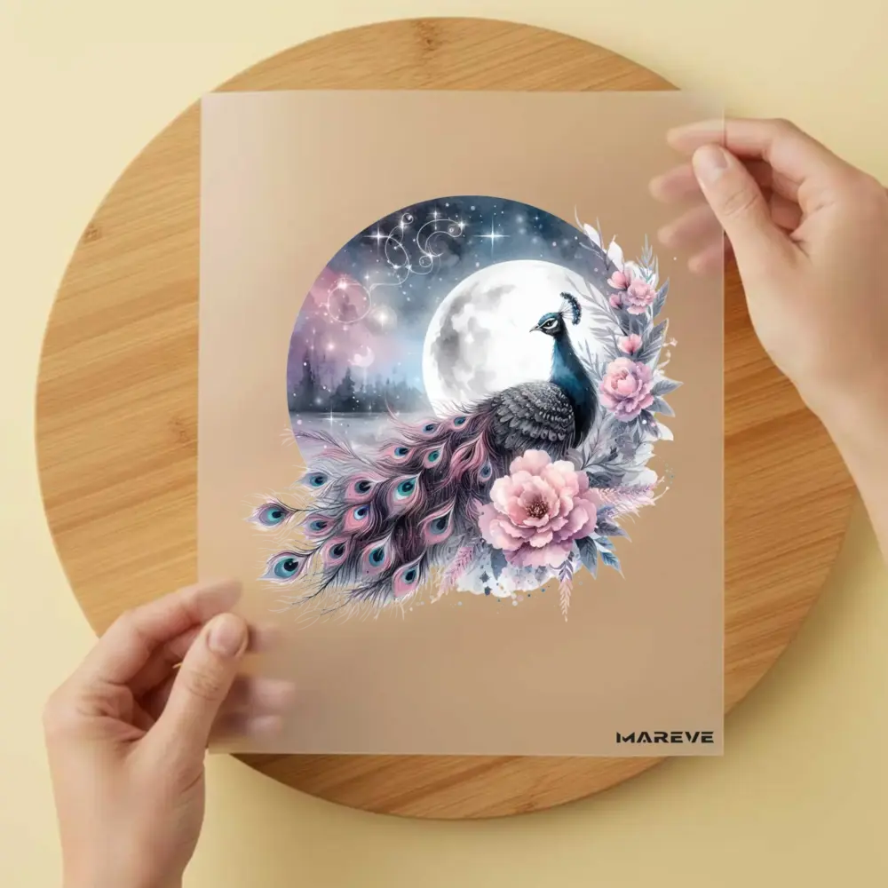 Bügelbild/Sticker/Sticker - Pfau - Mond