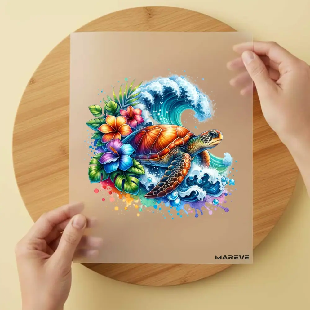 Bügelbild/Sticker - Schildkröte - Flower