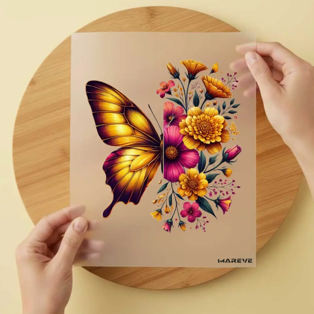 Bügelbild/Sticker - Schmetterling - Gelb/Pink