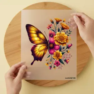 Bügelbild/Sticker - Schmetterling - Gelb/Pink