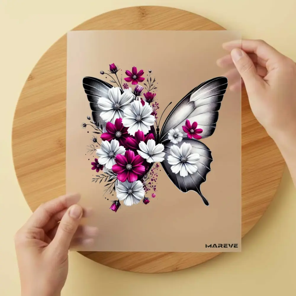 Bügelbild/Sticker - Schmetterling - Schwarz/Weiß