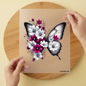 Bügelbild/Sticker - Schmetterling - Schwarz/Weiß