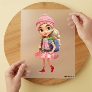 Bügelbild/Sticker - Schulmädchen - Rosa