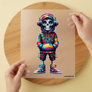 Bügelbild/Sticker - Skelett - Pulli - Rainbow