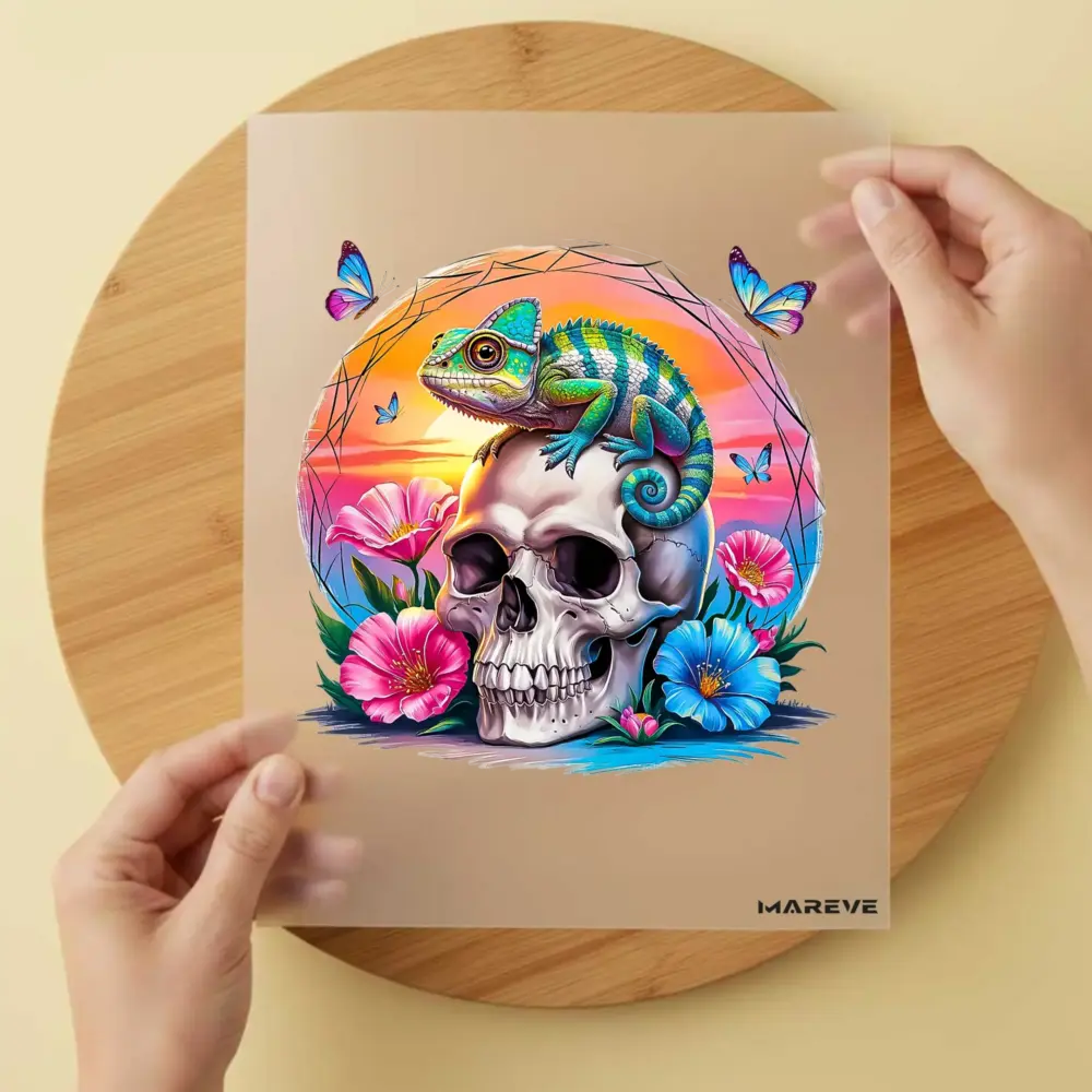Bügelbild/Sticker - Skull - Chamäleon