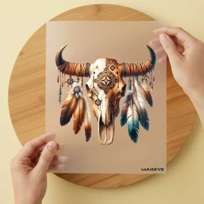 Skull-Federn-Braun-Weiß Skull-Federn-Braun-Weiß