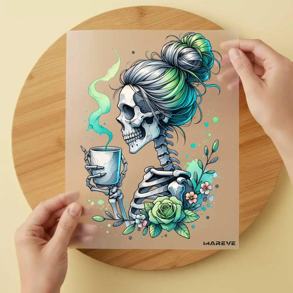 Bügelbild/Sticker - Skull - Kaffee - Grün