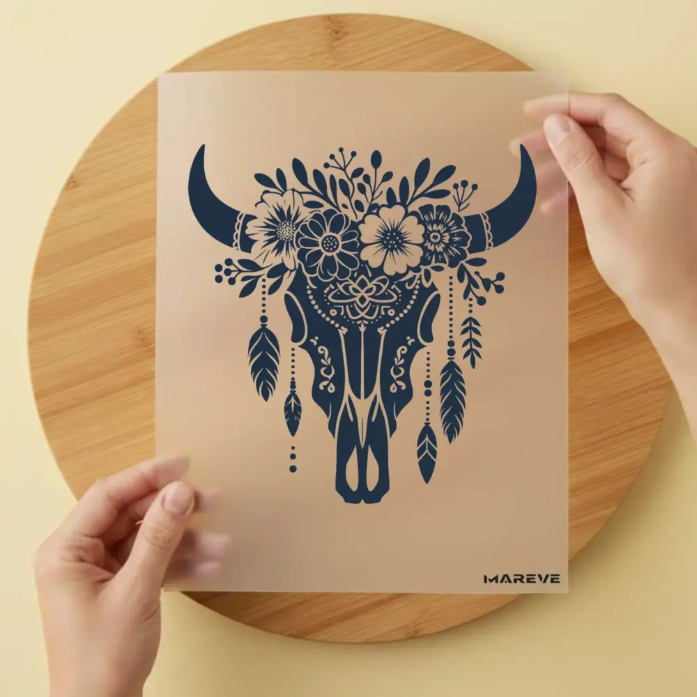 Bügelbild/Sticker - Skull - Kuh - Dunkelblau