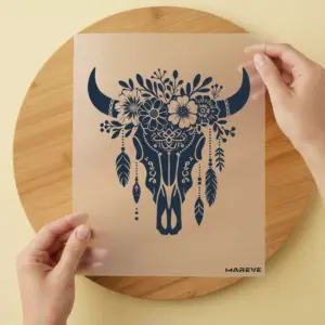Bügelbild/Sticker - Skull - Kuh - Dunkelblau