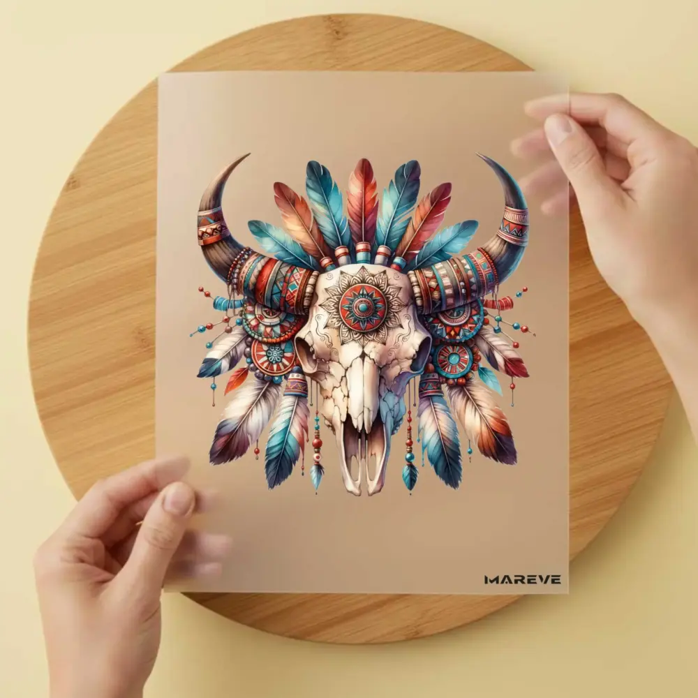 Bügelbild/Sticker - Skull - Kuh - Indianer