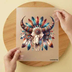 Bügelbild/Sticker - Skull - Kuh - Indianer