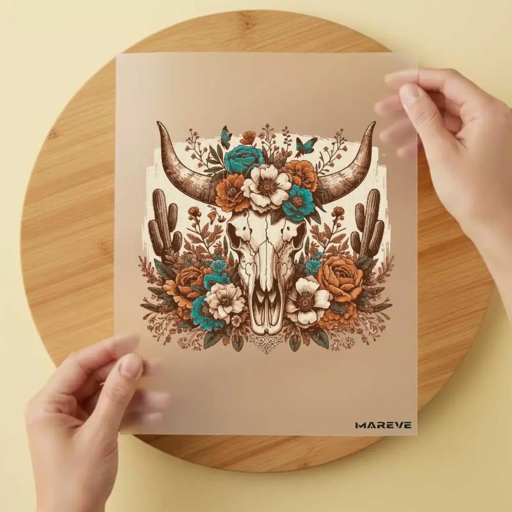 Bügelbild/Sticker - Skull - Kuh - Western
