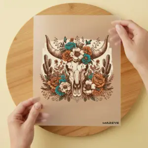 Bügelbild/Sticker - Skull - Kuh - Western