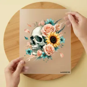 Bügelbild/Sticker - Skull - Rose/Sonnenblume