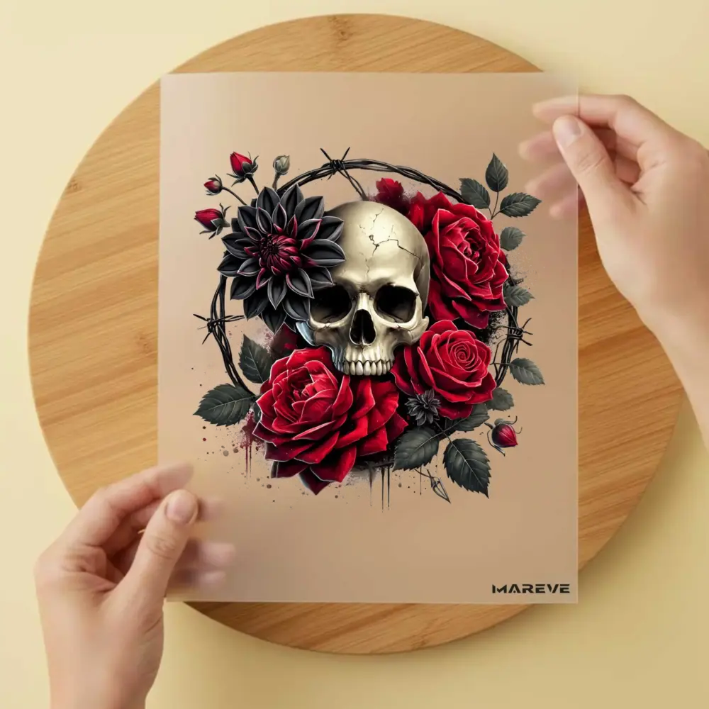 Bügelbild/Sticker - Skull - Rote Rosen