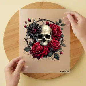 Bügelbild/Sticker - Skull - Rote Rosen