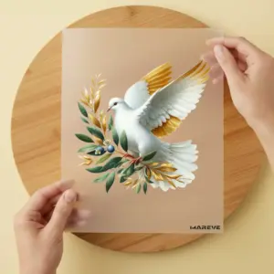 Bügelbild/Sticker - Taube - Weiß/Gold