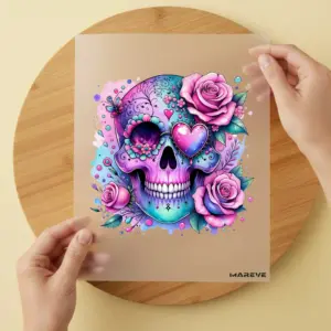 Bügelbild/Sticker - Totenkopf - Rosa/Blau