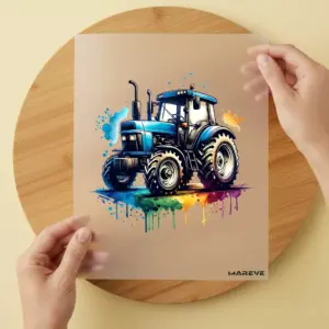 Bügelbild/Sticker - Traktor - Blau