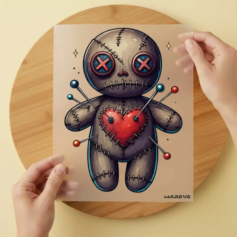 Bügelbild/Sticker - Voodoopuppe - Braun