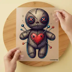 Bügelbild/Sticker - Voodoopuppe - Braun