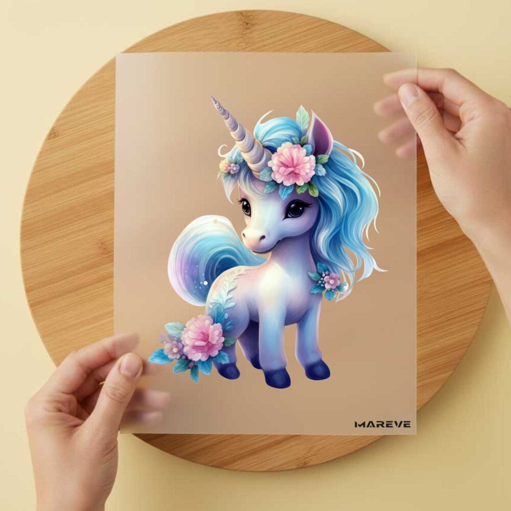 Bügelbild/Sticker - Watercolour - Einhorn - Blumen