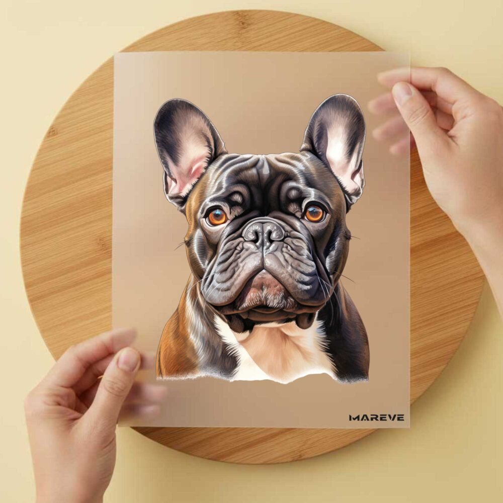 Bügelbild/Sticker - Watercolour - Französische Bulldogge - Kopf
