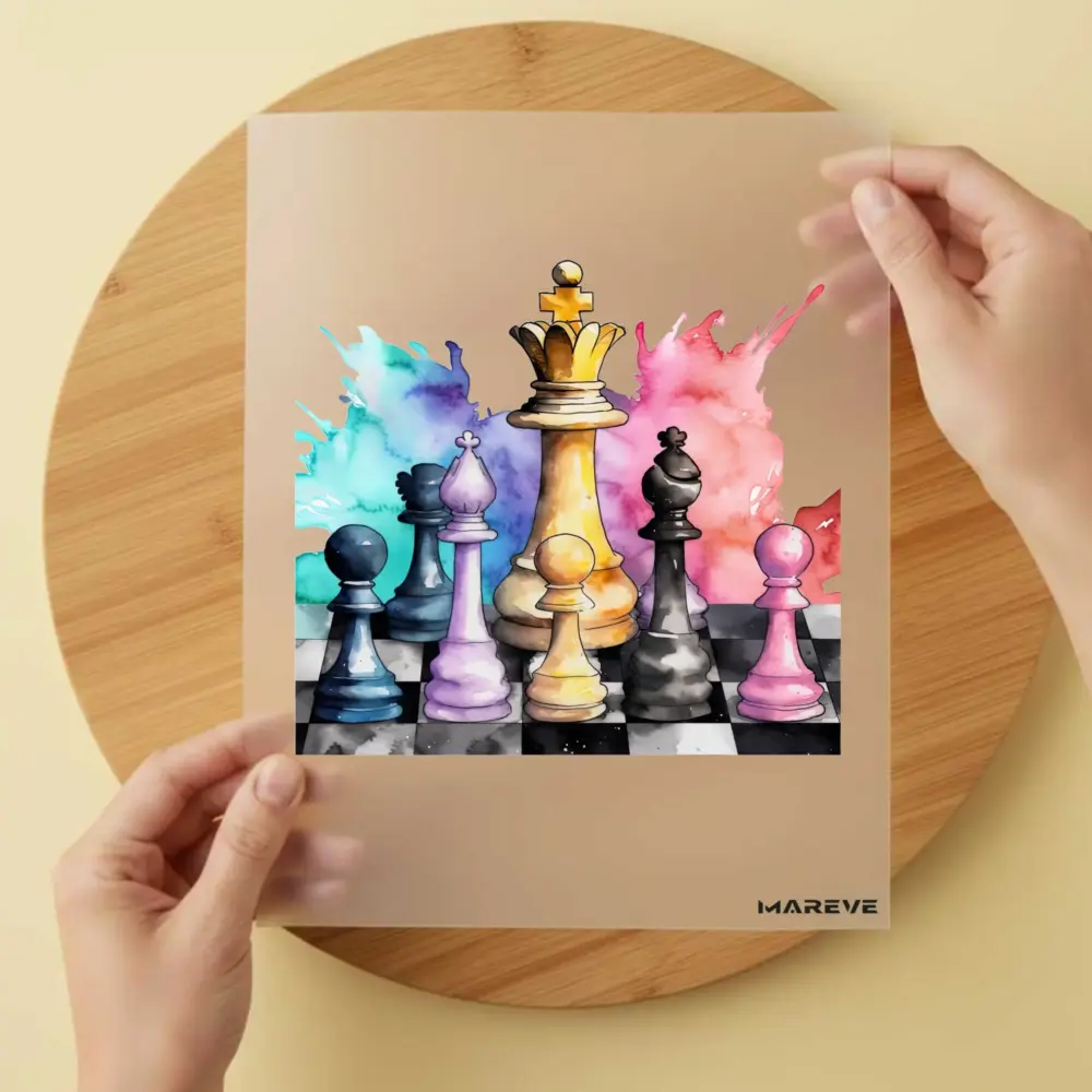 Bügelbild/Sticker - Watercolour - Schach - Bunt