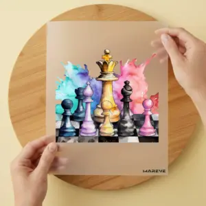 Bügelbild/Sticker - Watercolour - Schach - Bunt