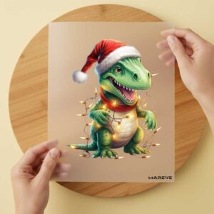 Bügelbild/Sticker - Weihnachten - Dino/Lichterkette