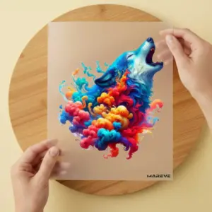 Bügelbild/Sticker - Wolf - Rauch - Brüllend