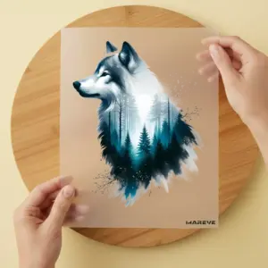 Bügelbild/Sticker - Wolf - Wald