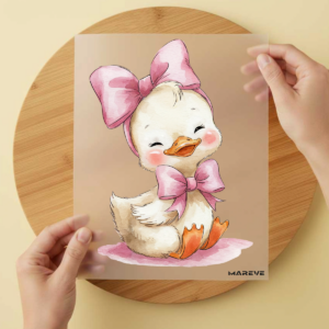 Bügelbild/Sticker Babyente Rosa Schleife