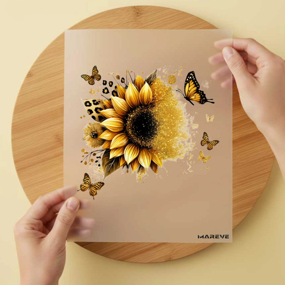 Bügelbild/Sticker Sonnenblume Glitter Gold