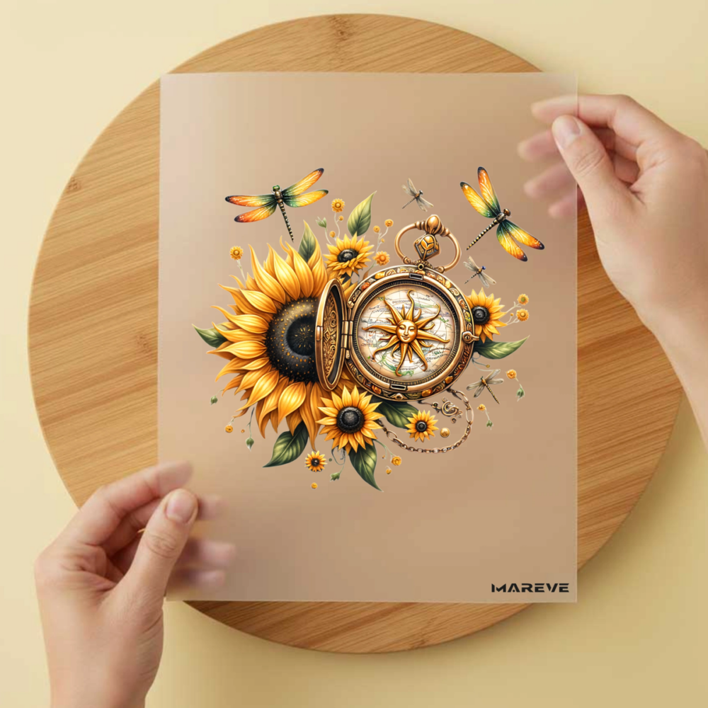 Bügelbild/Sticker Sonnenblume Kompass